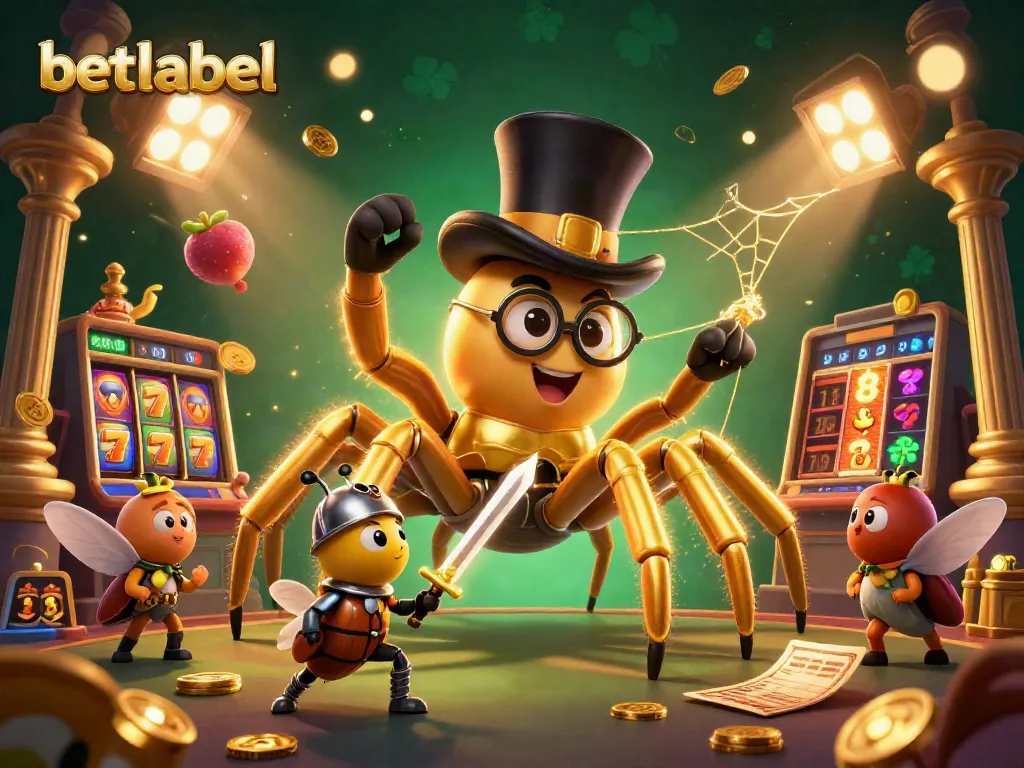 Engage with betlabel's thrilling slots experience featuring vibrant symbols in a lively 3D scene.