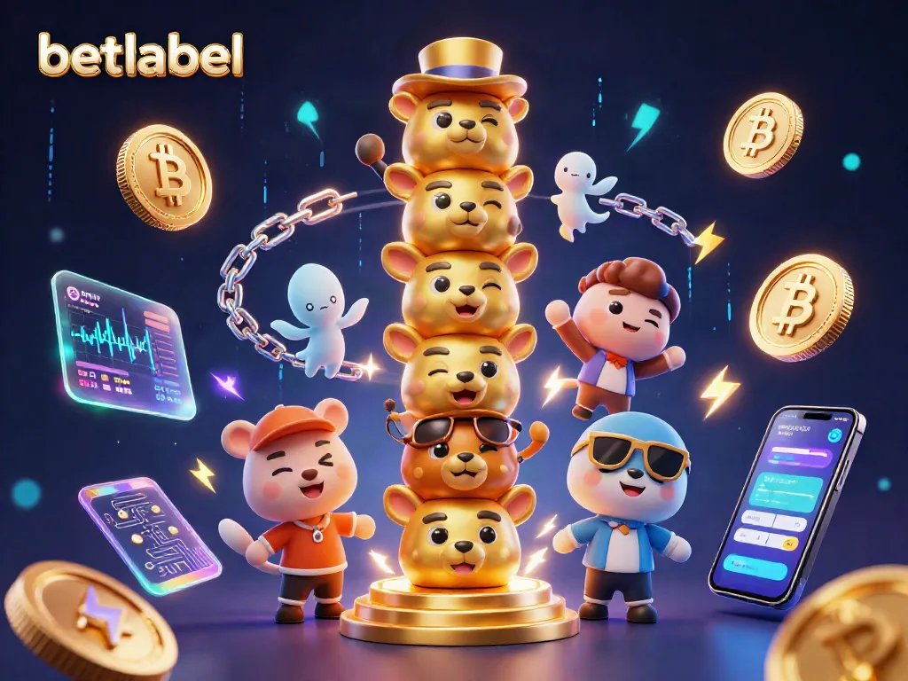 Engage with the vibrant world of Betlabel through this immersive 3D casino illustration showcasing cryptocurrency elements.